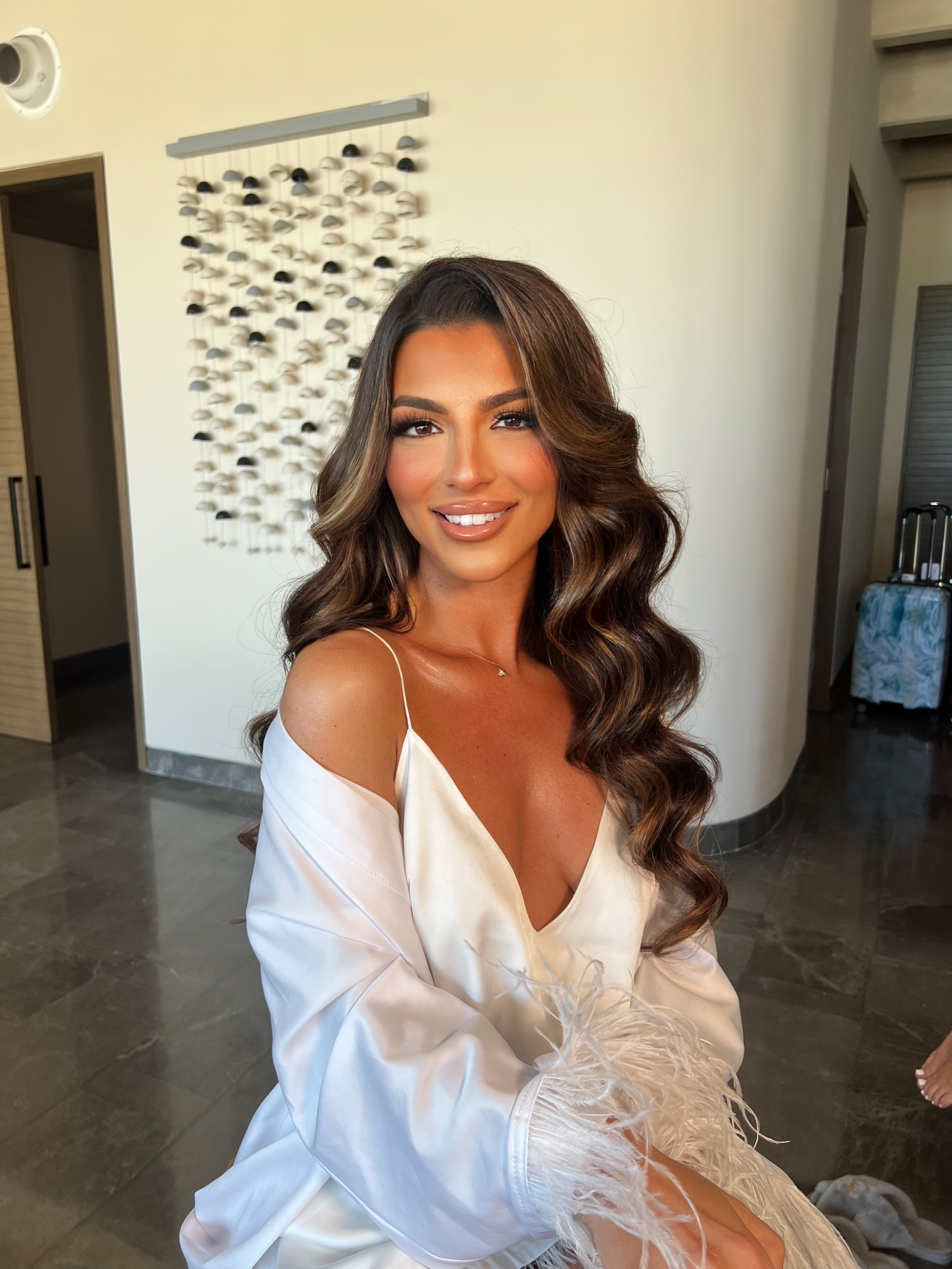 Bride wearing luminous destination wedding makeup